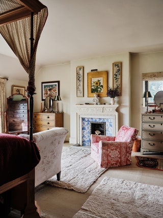 The fireplace is original.